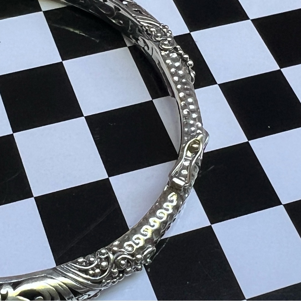 SARDA Sterling Silver 🩶 Filigree Bangle Bracelet - Picture 12 of 17